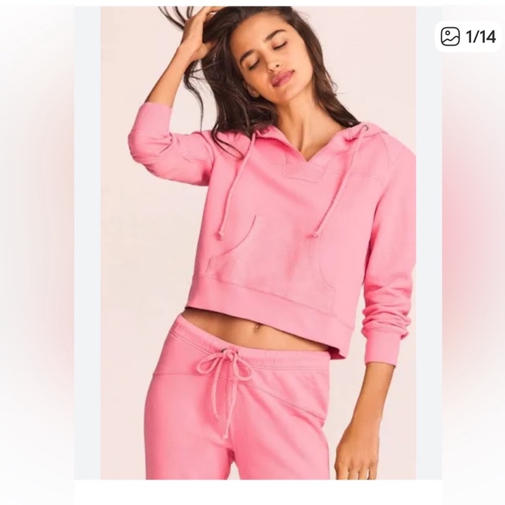 LoveShackFancy Pink Cropped Hoodie